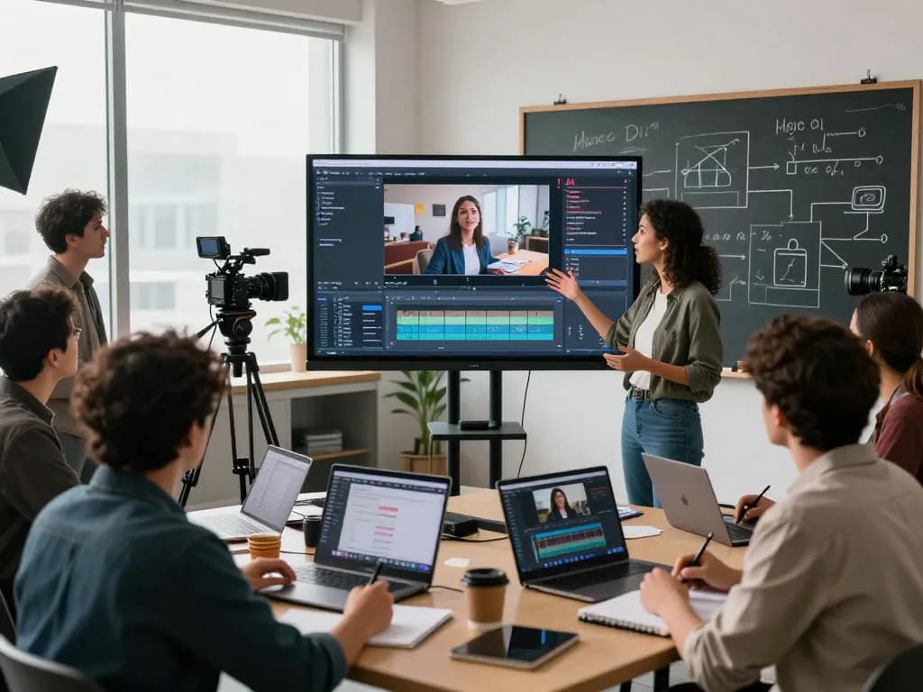 Transforming video content into prompts using video to prompt ai in a modern studio setting.