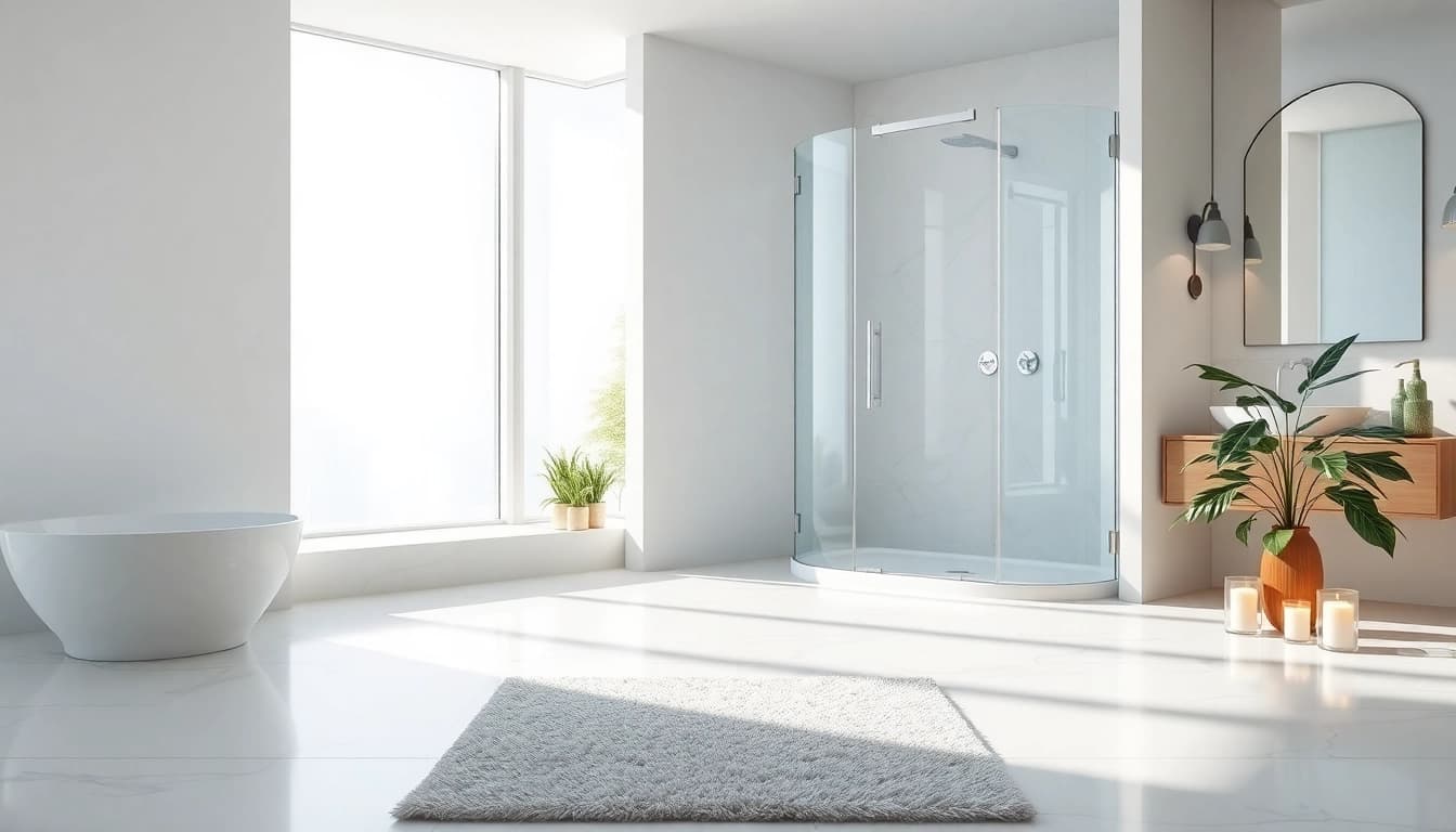 Elegant showers au showcased in a modern bathroom with natural light and sleek designs.