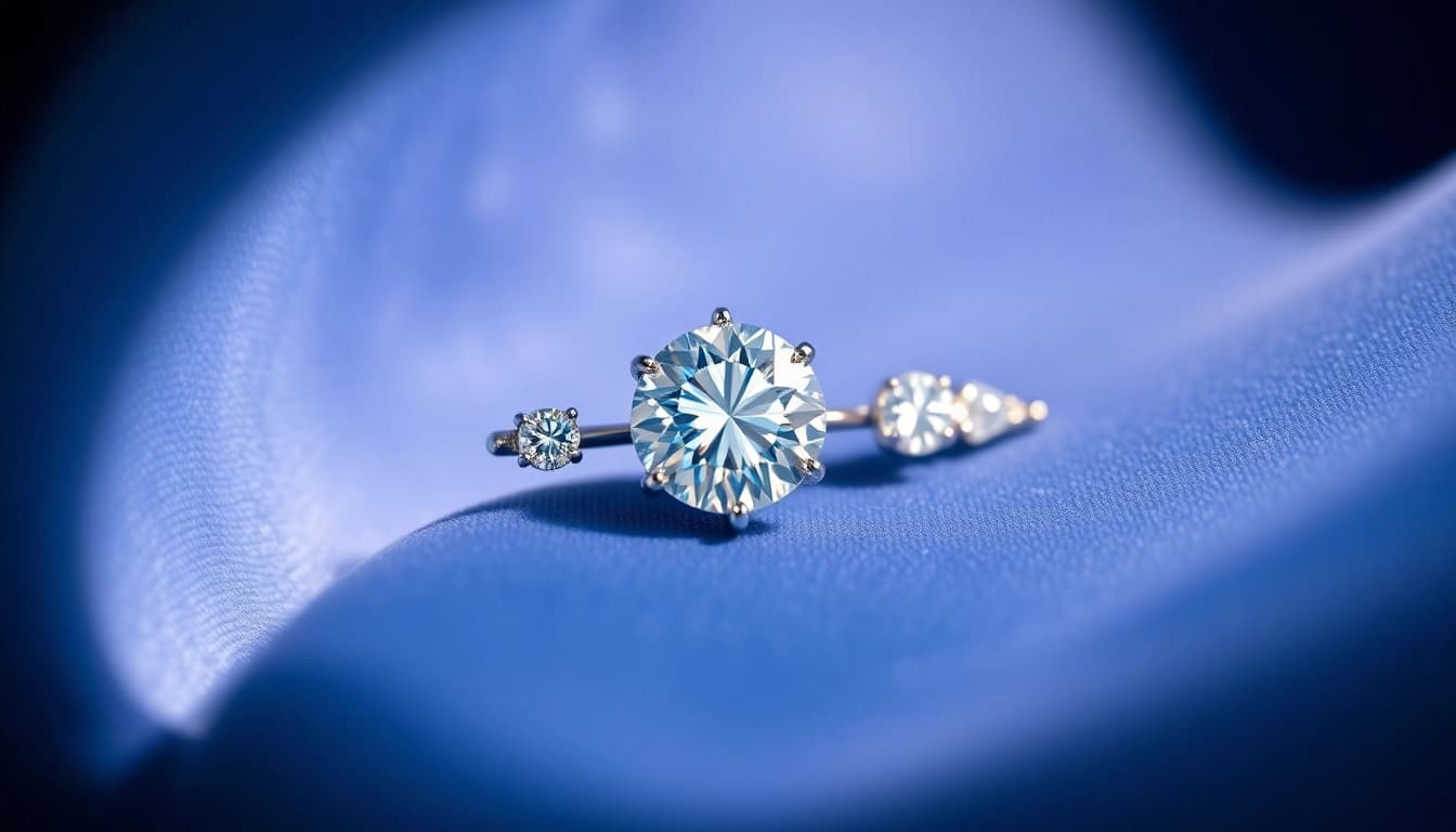 Admire the exquisite diamond nose pin against a luxurious velvet backdrop.