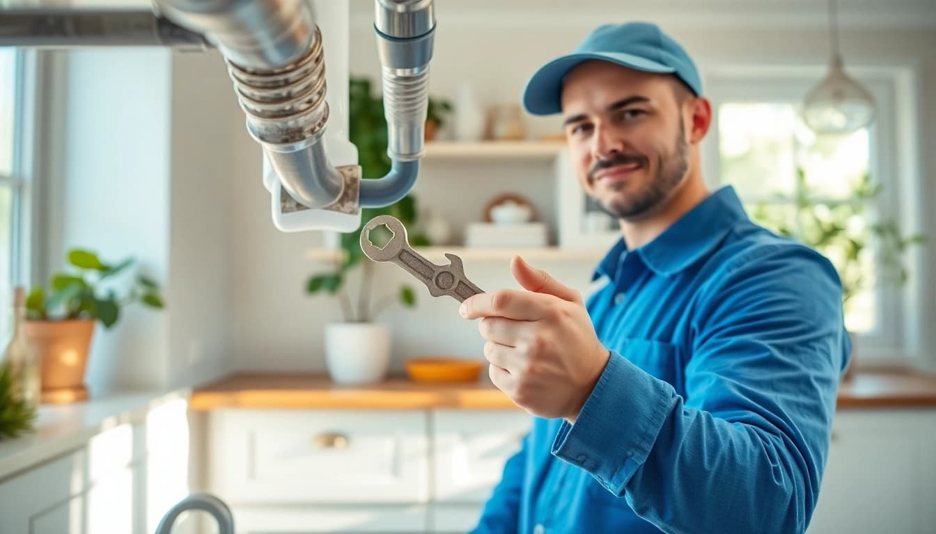 Plumber providing whole house repiping services St Petersburg FL in a cozy kitchen setting.