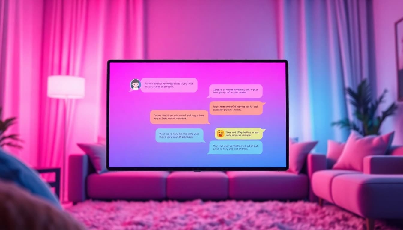 Engaging ai sex chat interface in a warm, inviting setting