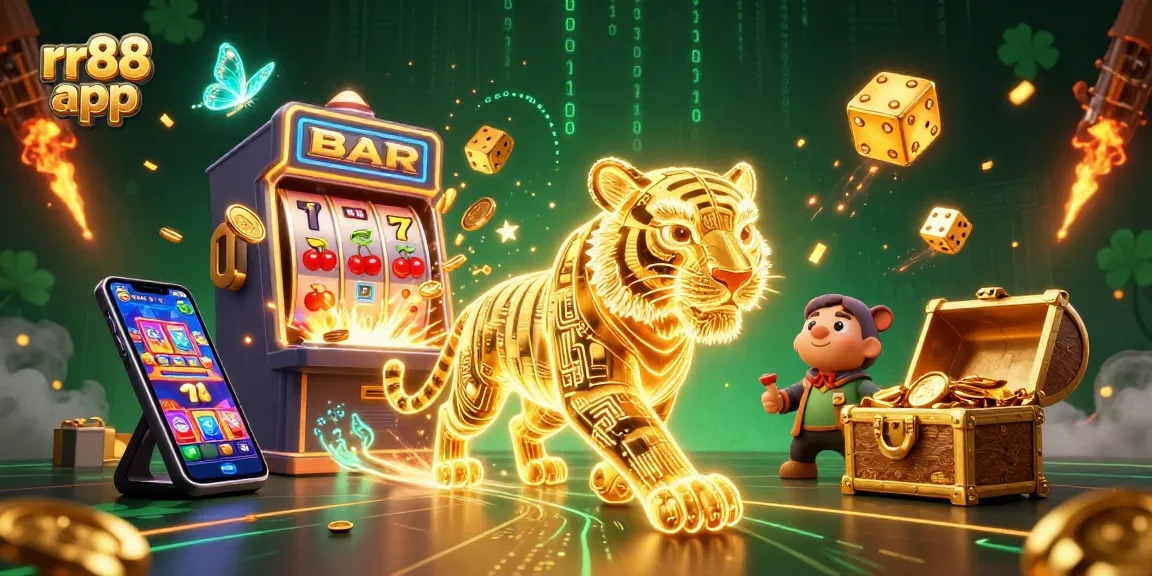 Experience the thrill of the rr88 app with a vibrant digital casino scene bursting with energy.