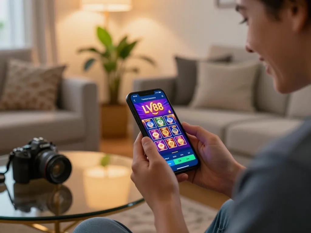 Engaging with the LV88 casino app for a thrilling mobile gaming experience.