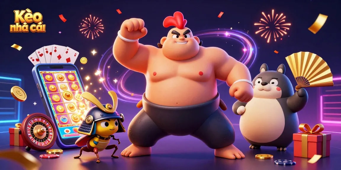 Experience Kèo nhà cái excitement with a vibrant 3D casino scene featuring dynamic characters and gaming elements.