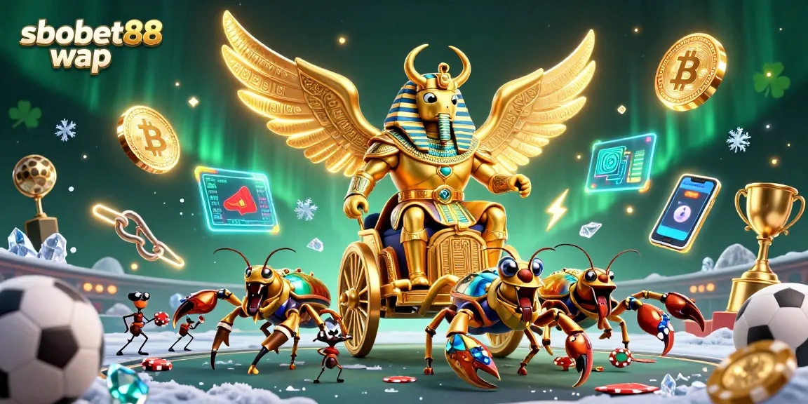Bet big with sbobet88 wap, featuring vibrant 3D sports betting characters amidst dynamic crypto elements.