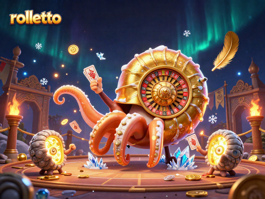 Engage in thrilling gameplay at rolletto with a dynamic 3D casino illustration showcasing a giant nautilus as a roulette wheel.