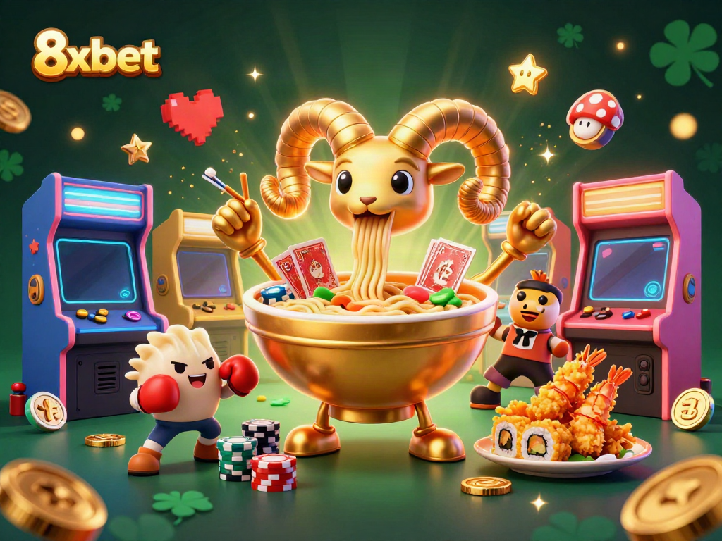 Engage players with the vibrant 8xbet mascot’s high-energy casino scene and dynamic gaming elements.
