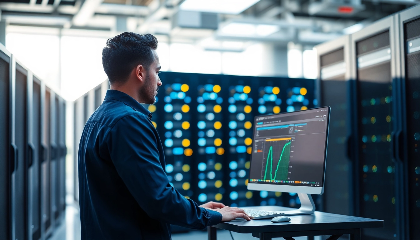 Promote cheap colocation services in a high-tech data center with multiple server racks.