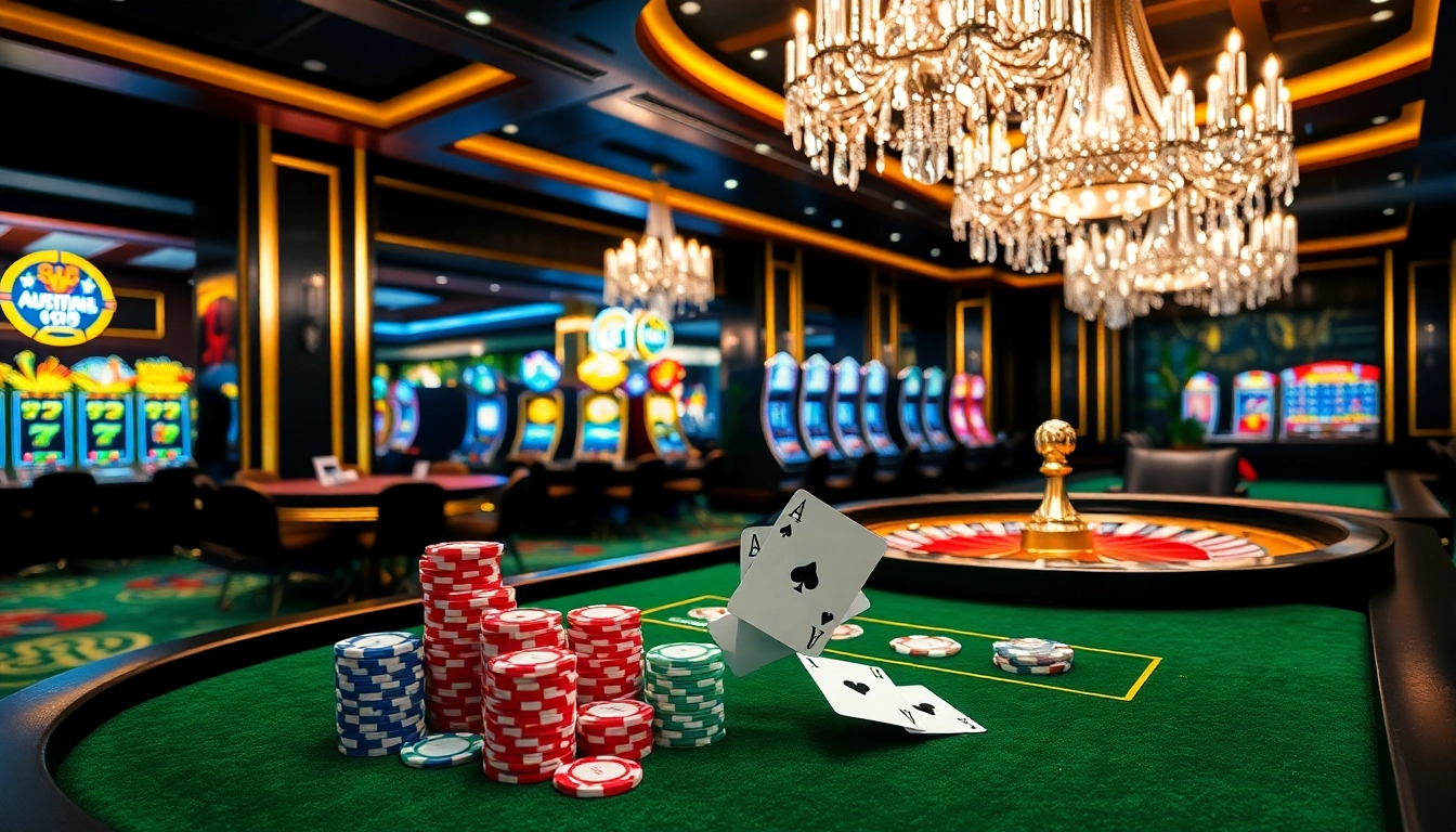 Experience the luxury of RR88 Auction with an immersive casino scene featuring poker games and elegant decor.