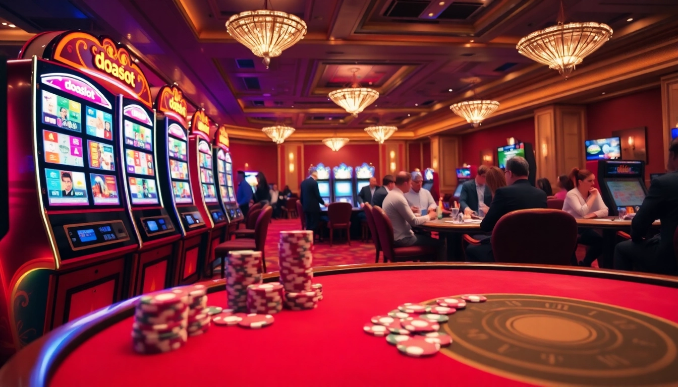 Experience the thrill of doaslot gaming with vibrant slot machines and poker action.