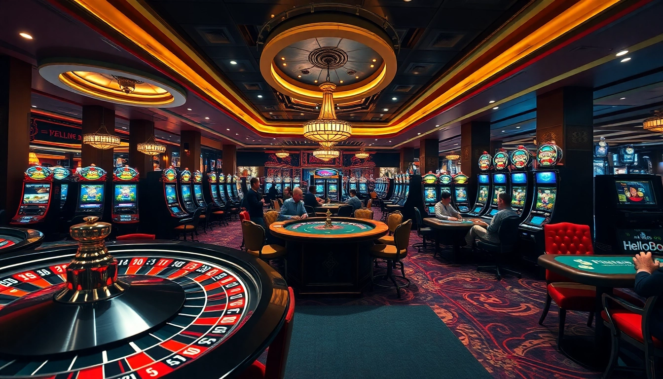 Players enjoying a thrilling round of poker at Hello88's stylish casino.