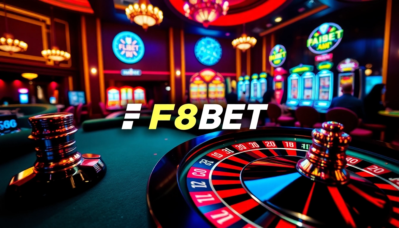 Experience thrilling gameplay at F8BET with vibrant casino scenes featuring roulette and poker.
