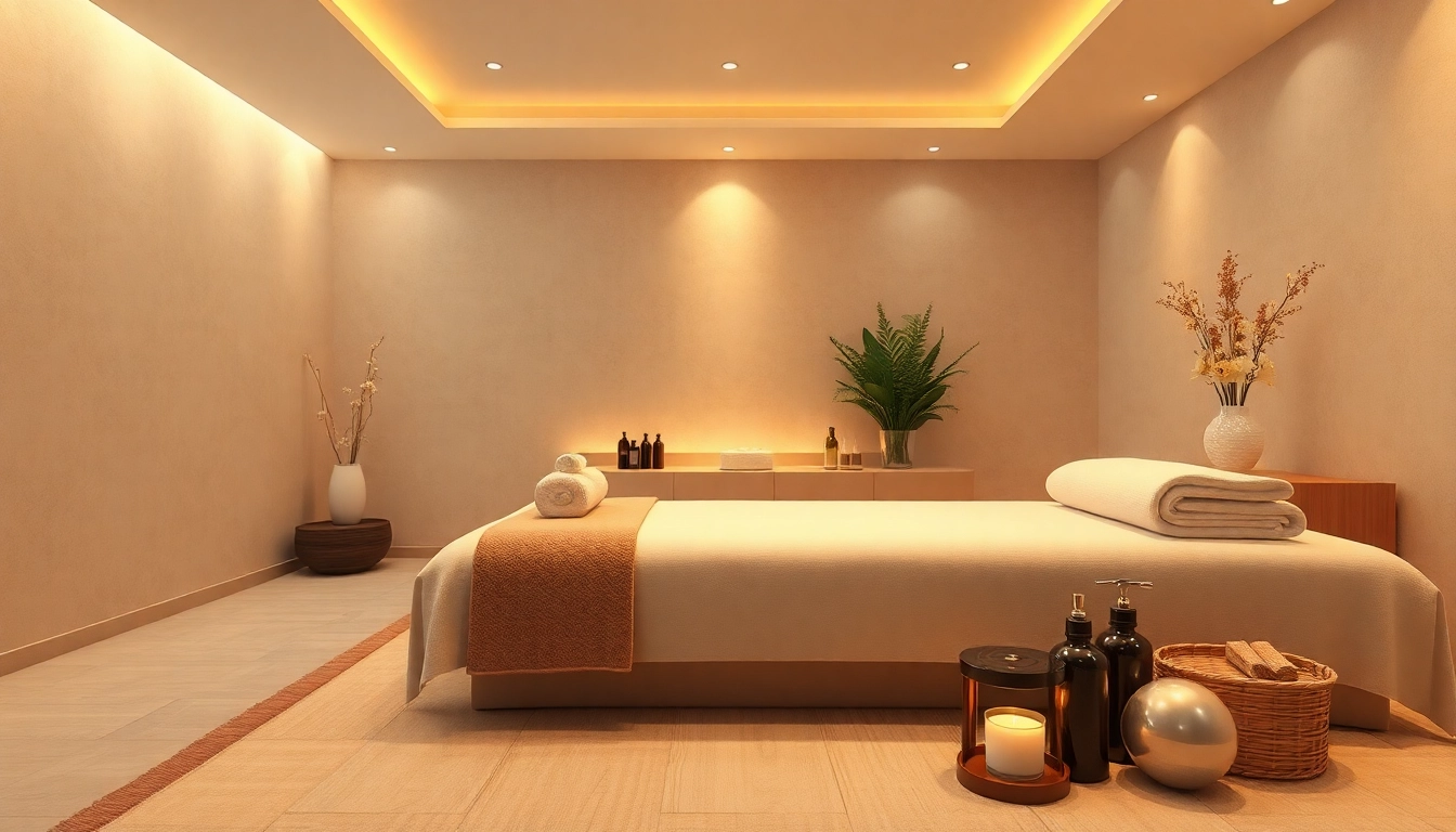 Spa Ads featuring a serene massage room showcasing calming elements and a relaxing atmosphere.