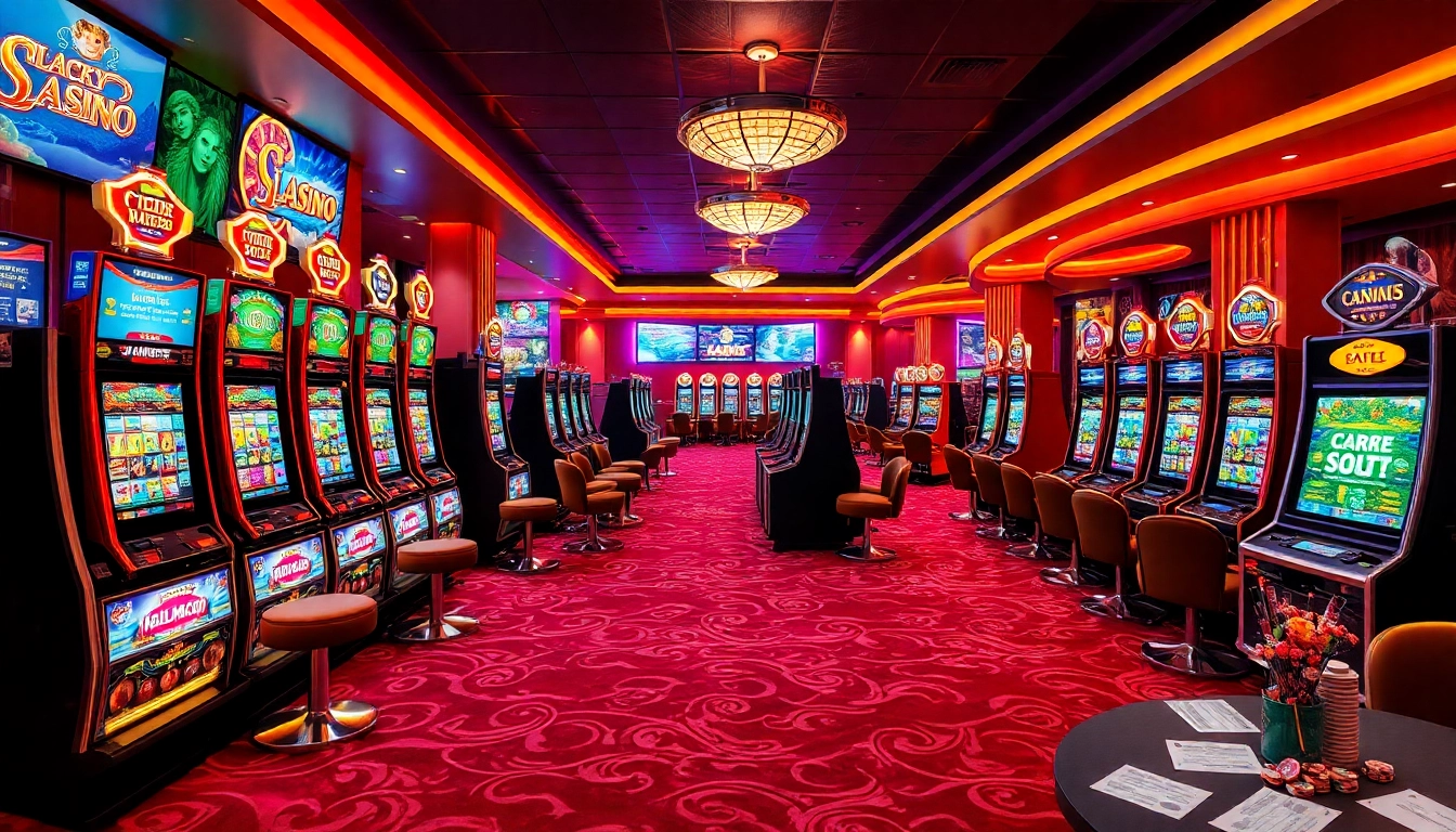 Action-packed Slot Online gameplay with vibrant machines and excited players in a casino setting.