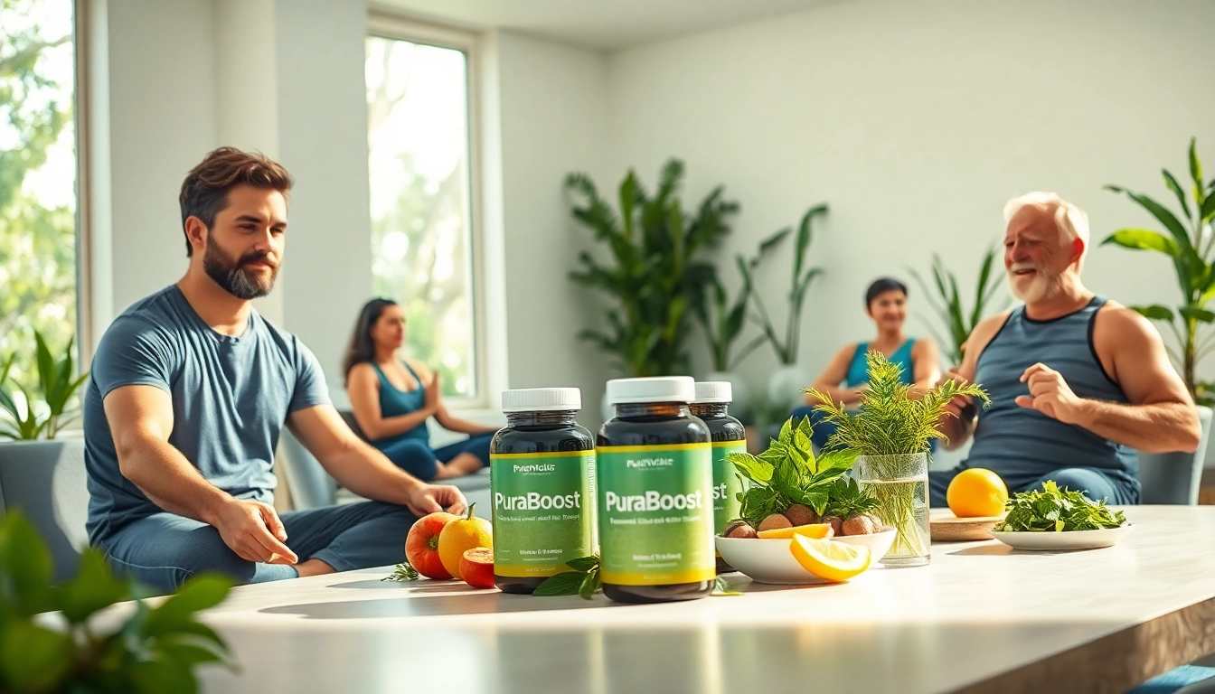 PuraBoost enhancing male vitality and health in a vibrant wellness setting.