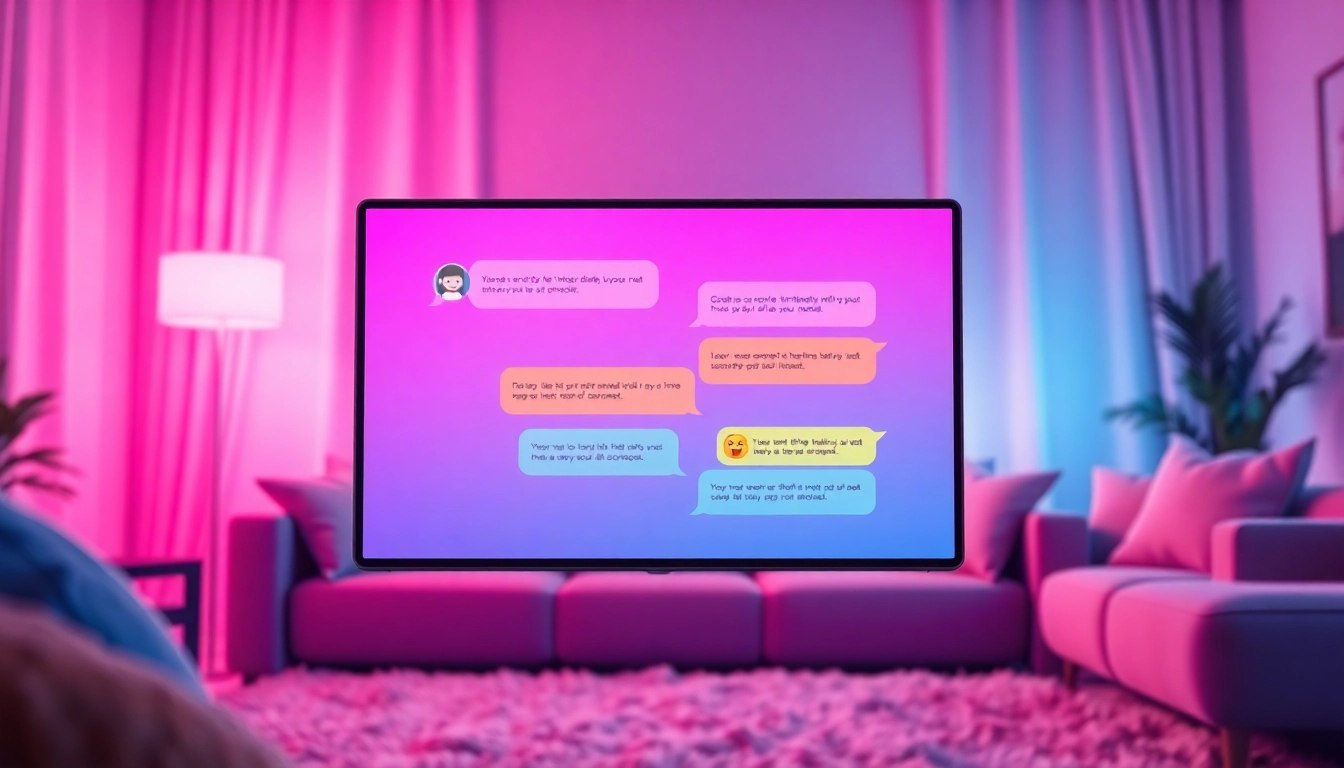Engaging ai sex chat interface in a warm, inviting setting