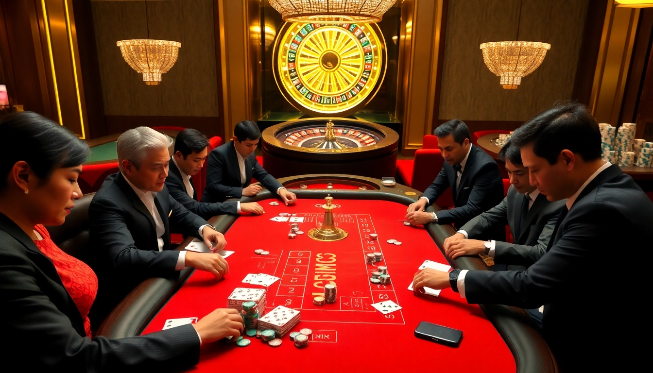 Engaging gameplay at CM88 casino with vibrant baccarat table and dynamic ambiance.