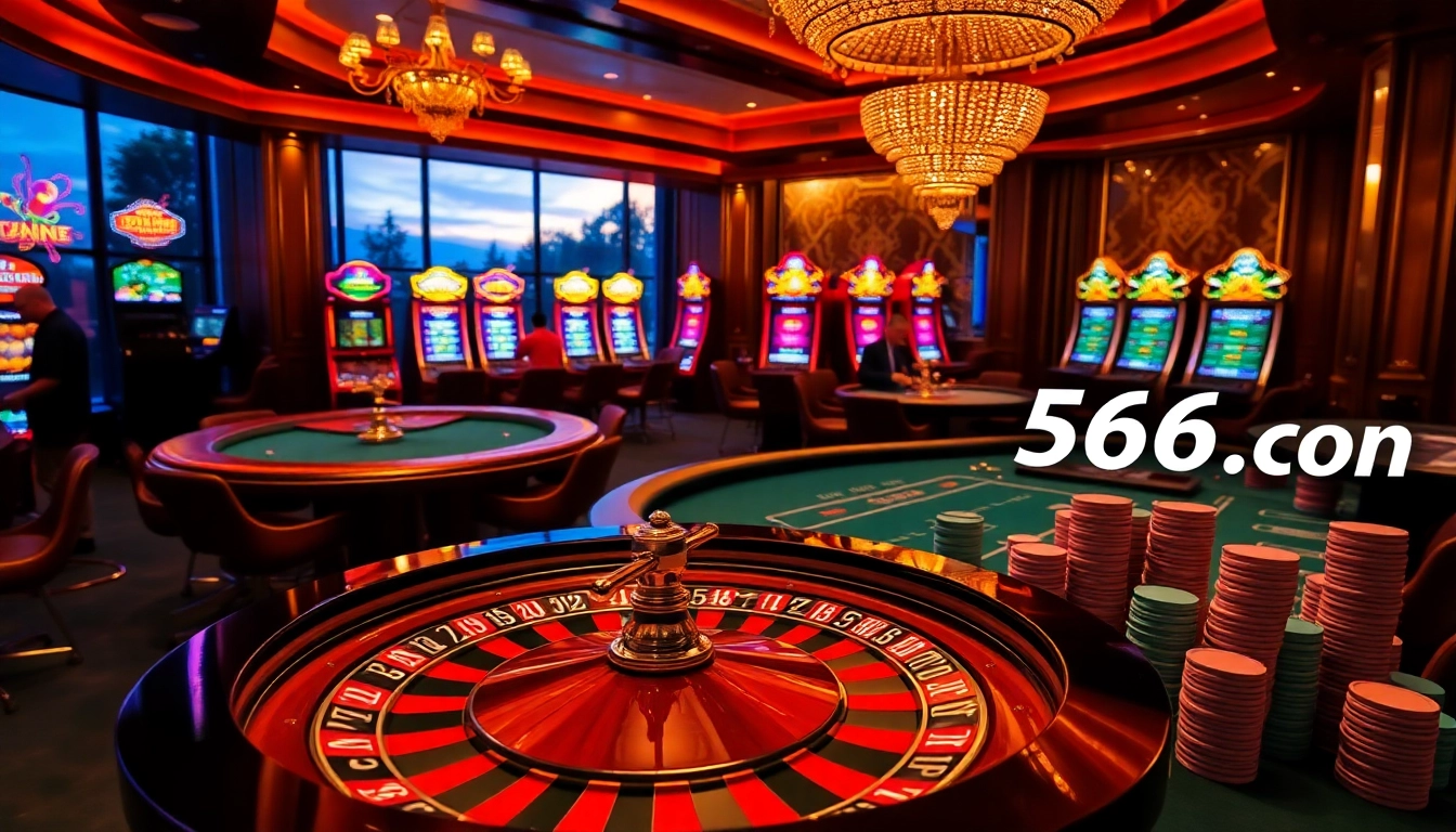 Experience luxury gaming excitement at https://566.co.com/ with stylish casino tables and vibrant slot machines.