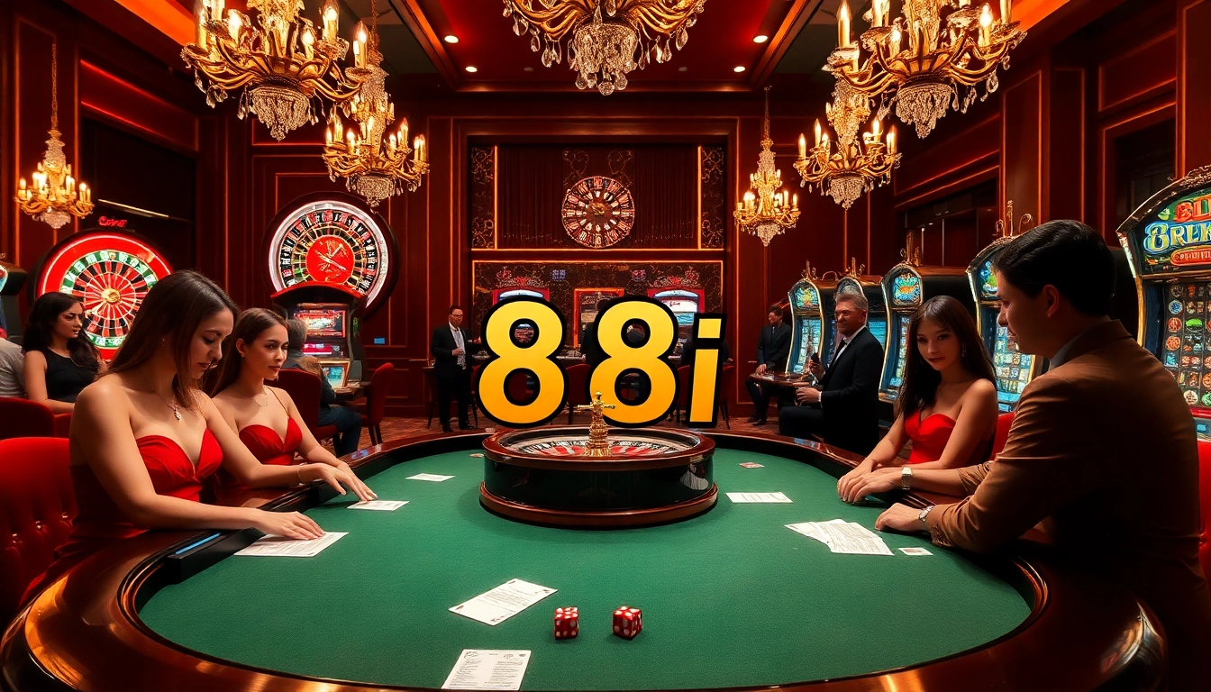 Players strategizing at the poker table in an elegant casino atmosphere emphasizing 88i's thrilling offers.
