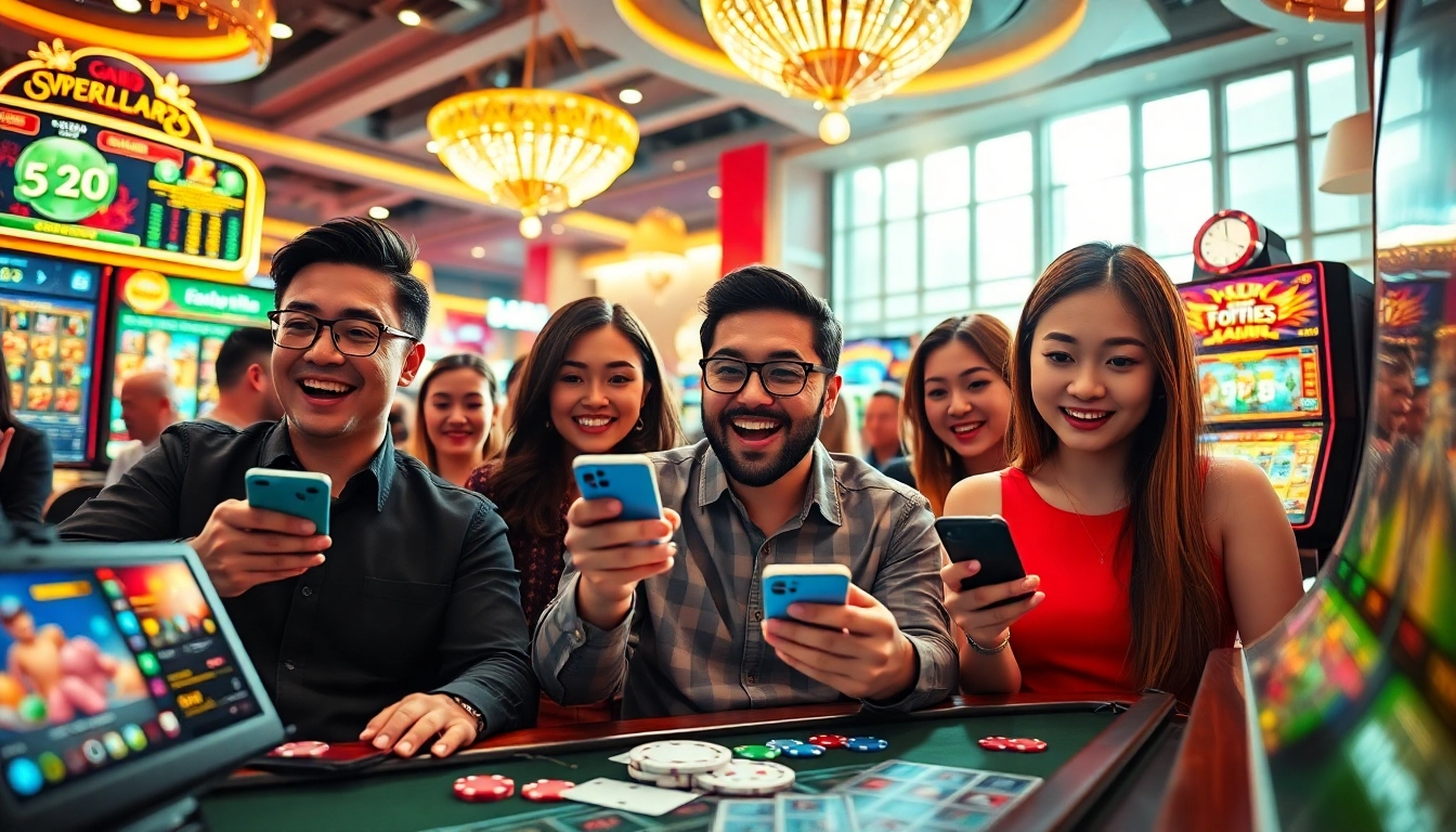 Exciting gaming atmosphere at hello88win.live, highlighting vibrant casino interactions and technology integration.