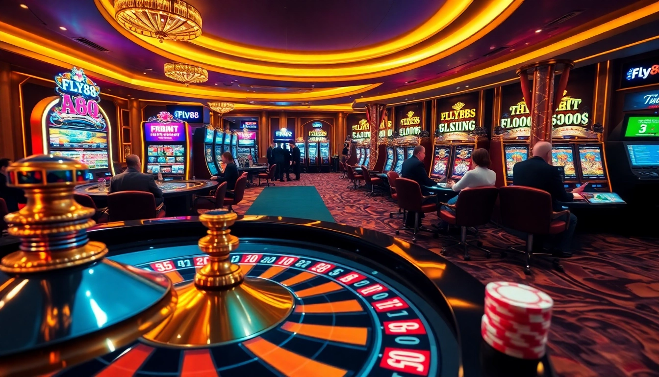 Experience the thrill of gambling at FLY88 with vibrant casino tables and exciting games.