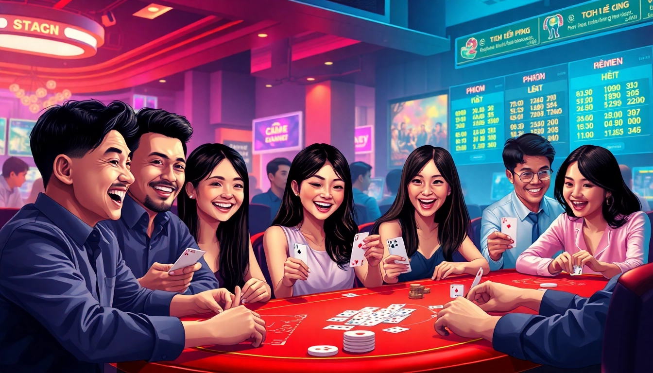 Engaging online gaming scene featuring players enjoying card games at gamebaidoithuong.com.vc.