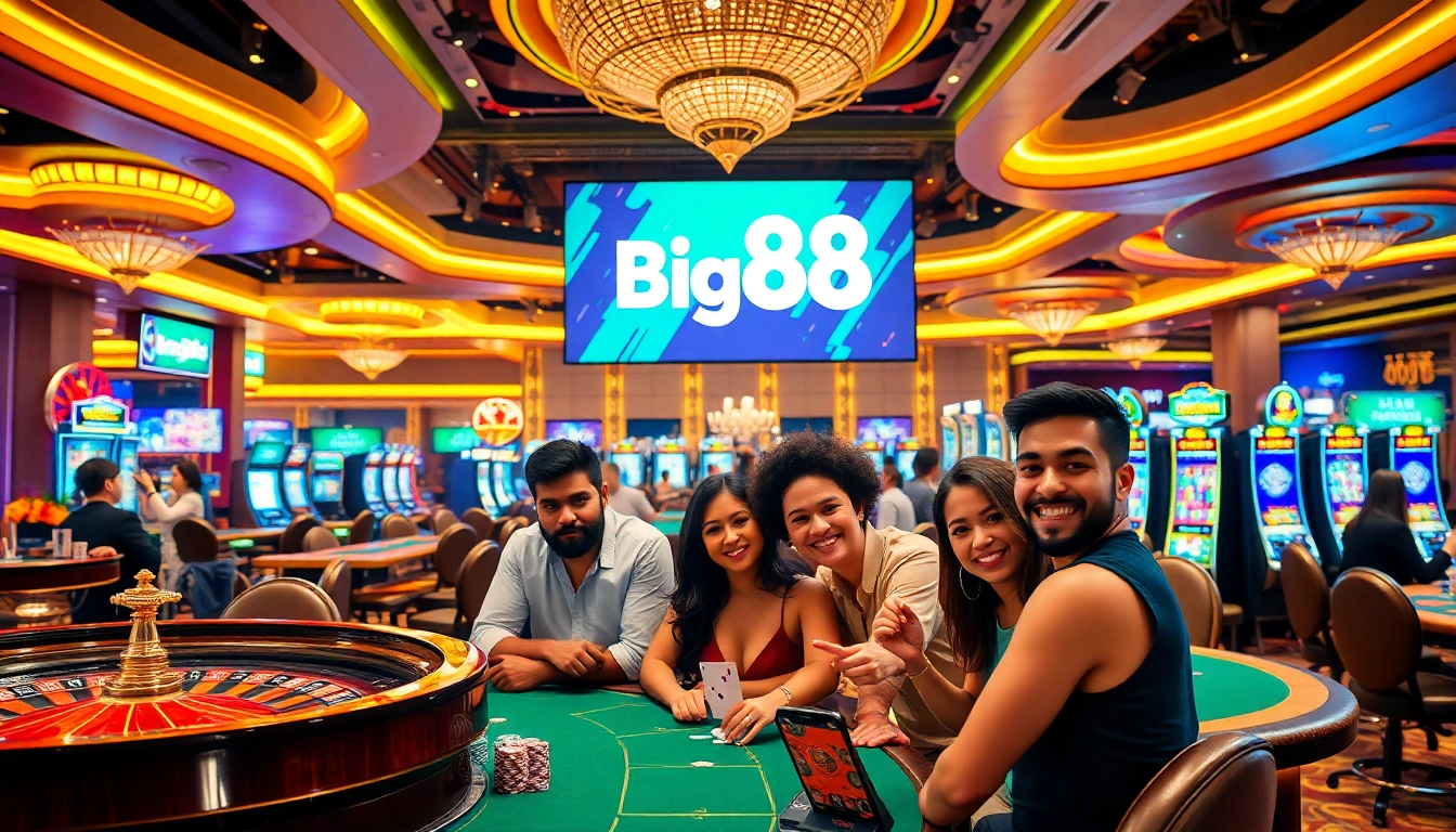 Experience the thrill of Big88 casino gaming with vibrant tables and exciting roulette spins.