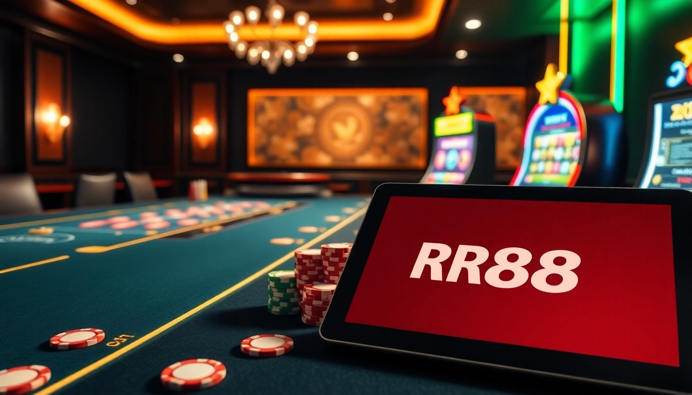 Playing high-stakes poker at RR88's luxurious online casino experience.