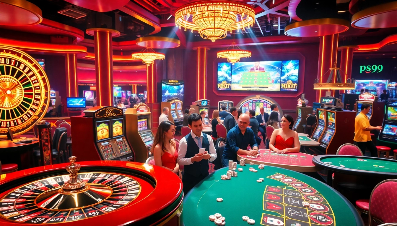 Experience thrilling gameplay at PS99 with energetic gamblers engaging in high stakes at luxurious casino tables.