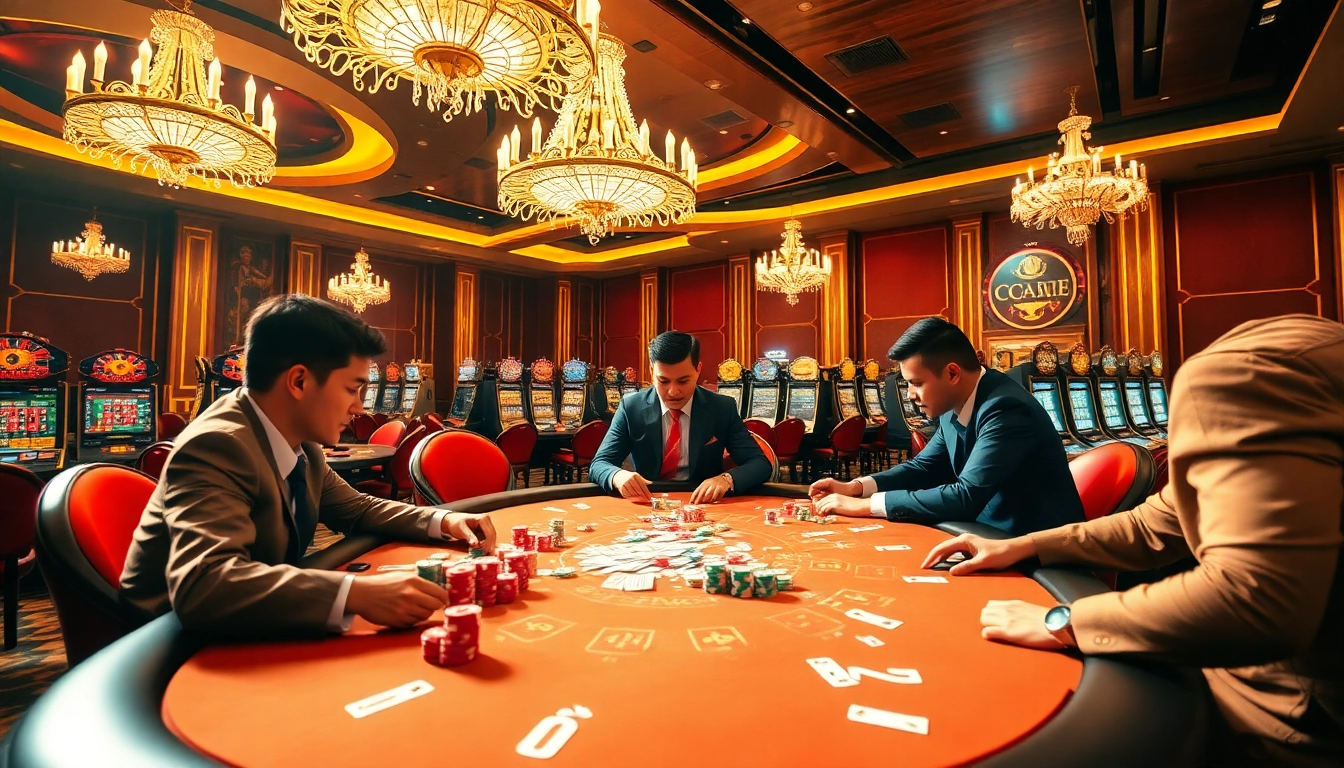 Experience high-stakes gaming at GG88 with an opulent casino setting and intense poker action.