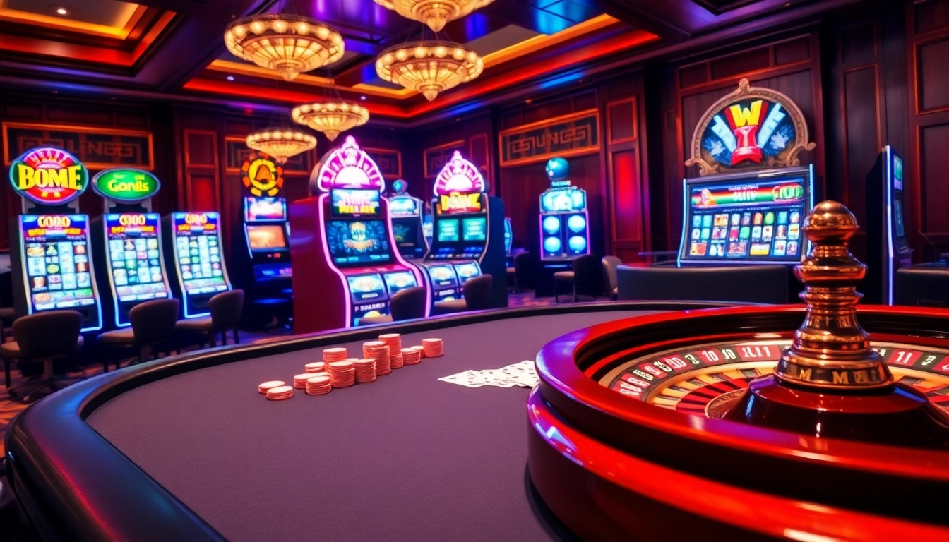 Engaging casino atmosphere featuring poker, roulette, and slots inspired by https://fun88.social/ for thrilling gaming.