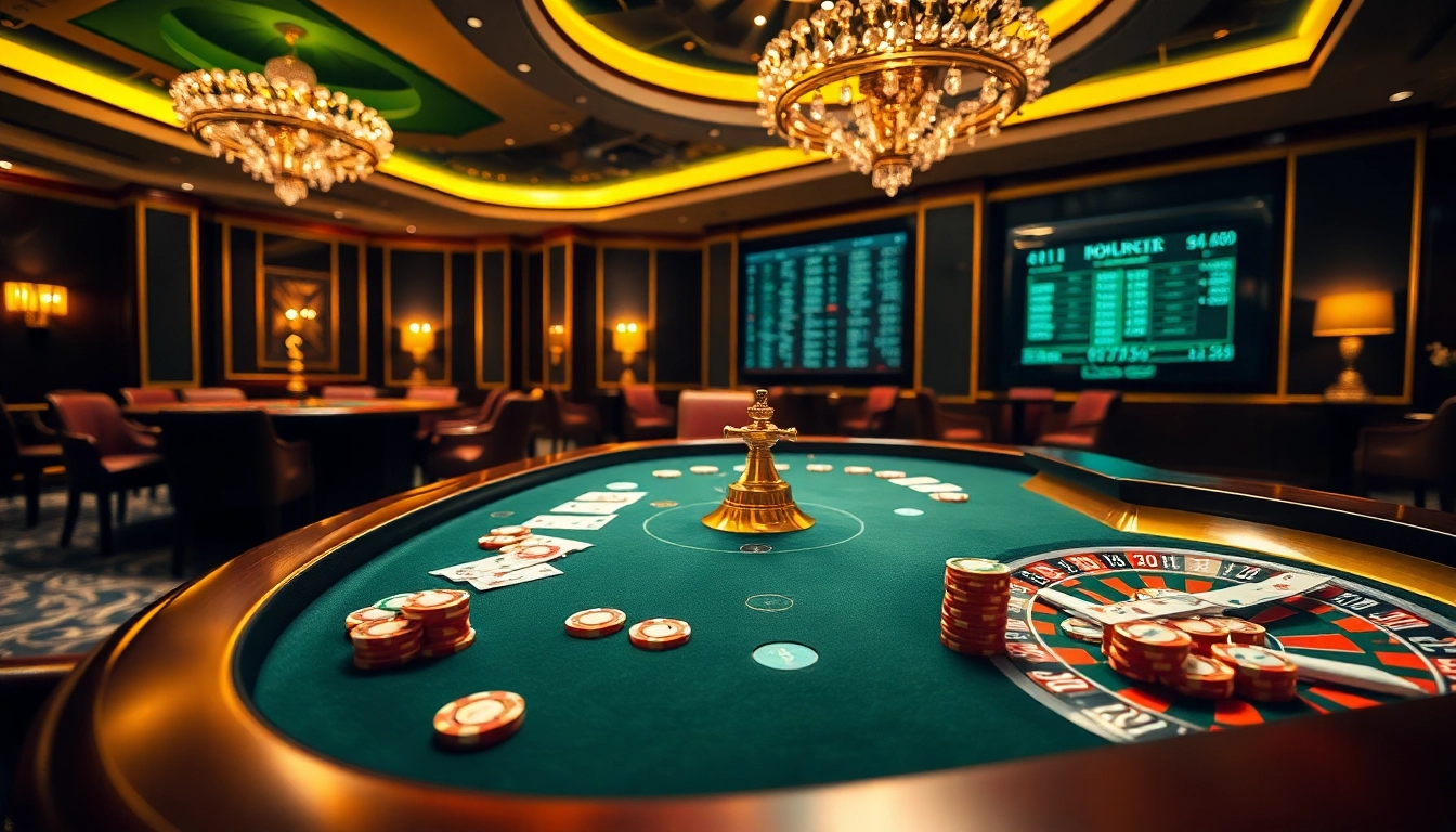 Engage with the exciting gameplay at 68VIP casino featuring vibrant poker chips and roulette.