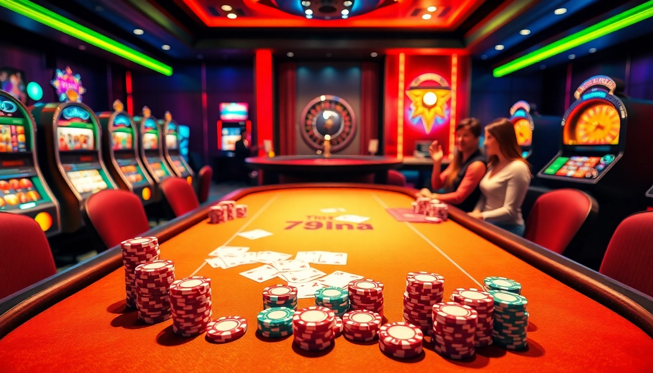 Experience thrilling gaming at 789f.mba with vibrant poker tables and exciting slot machines.