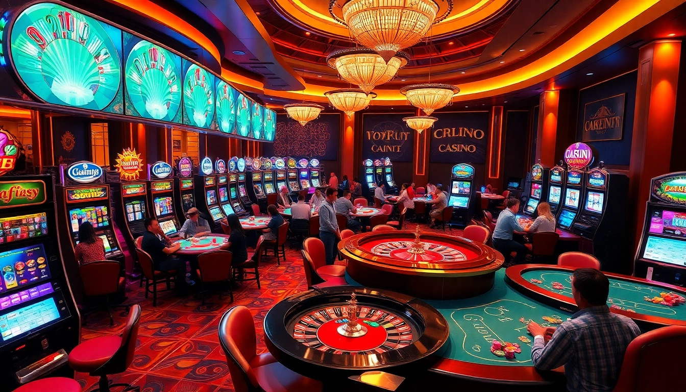 Experience the excitement of betting and winning at okfun casino with vibrant gaming tables and players engaging in high-stakes action.