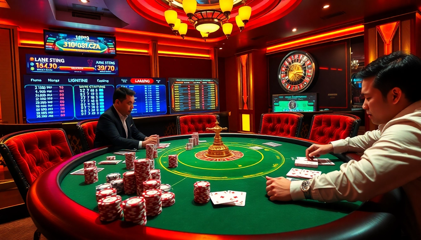 Players strategizing at a poker table, showcasing gamebaidoithuong.trading's thrilling casino experience.