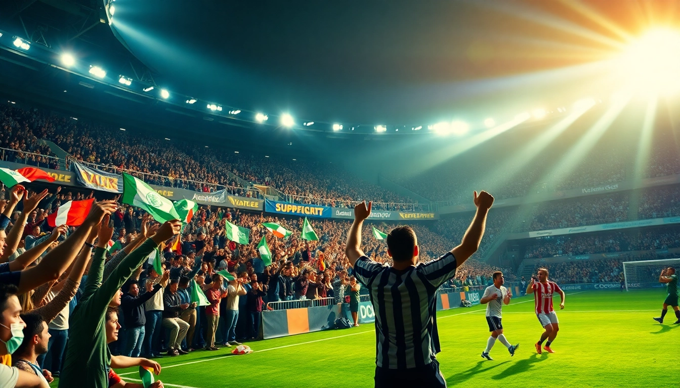 Exciting football match scene capturing fans, players, and the essence of vaoluoitv.it.com during live streaming.