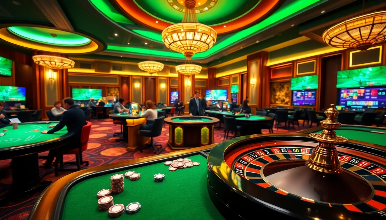 Experience the thrill of fb88 with players engaged in high-stakes casino games at live tables.