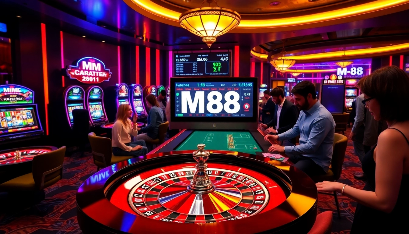Experience the excitement of MM 88 with players at a luxurious casino table.