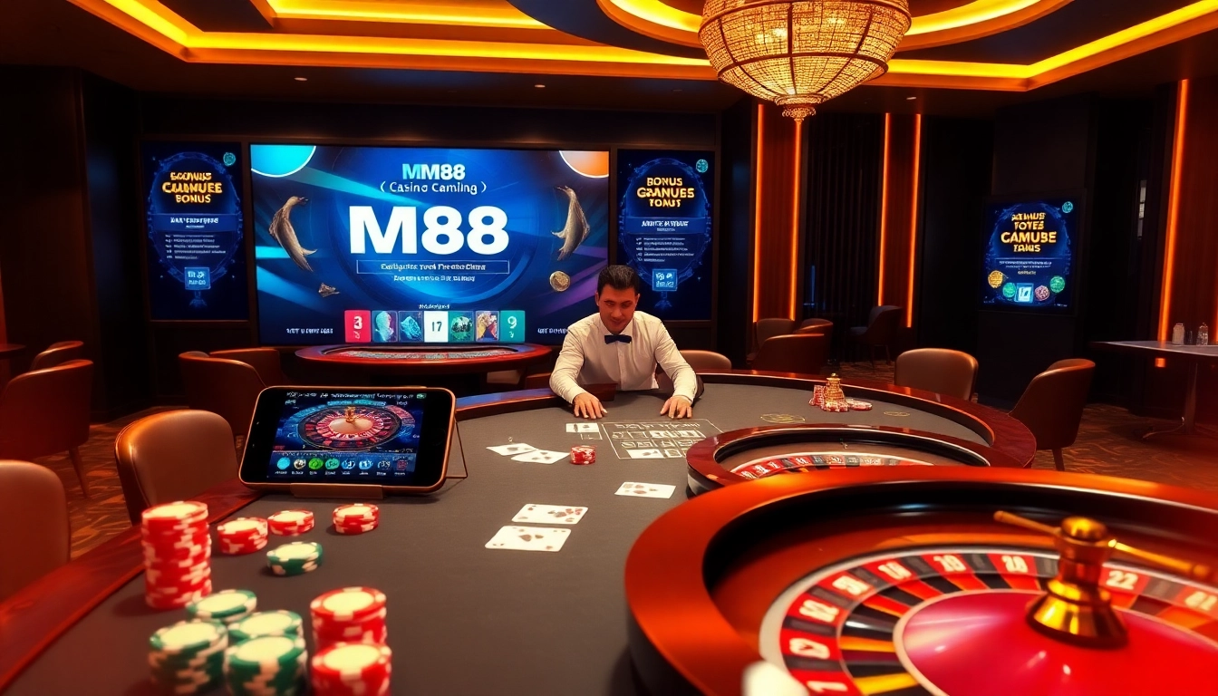 MM88 mobile gambling interface showcasing excitement with vibrant casino elements.