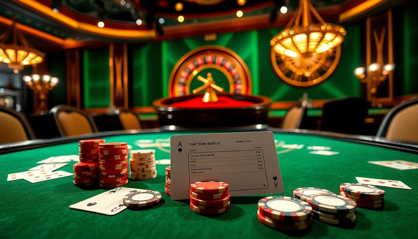 Experience thrilling gaming at xin88hv.club with a luxury poker table and roulette wheel setting.