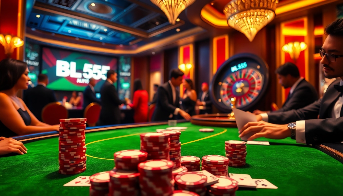 Experience high-stakes gaming at BL555 with vibrant poker games and roulette.