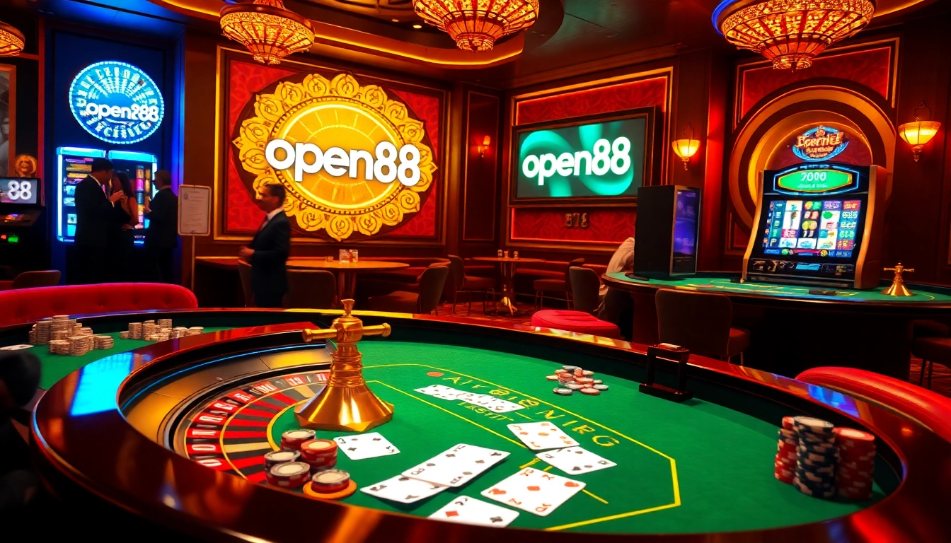 Exciting gameplay at open88 with roulette, blackjack, and vibrant casino elements.