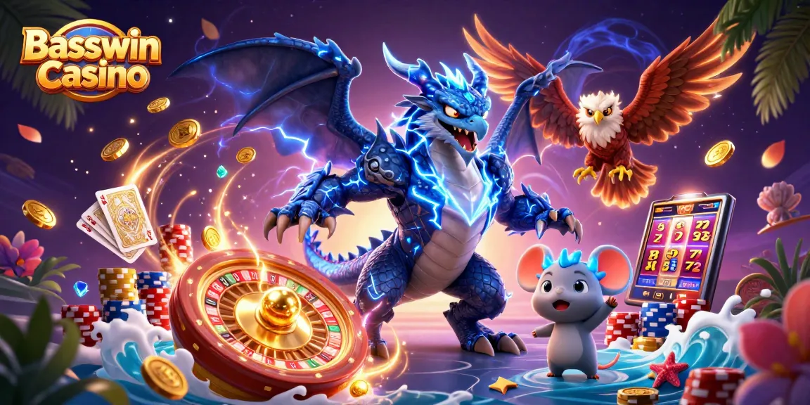 Experience thrilling gameplay at Basswin Casino with dynamic characters and casino elements.