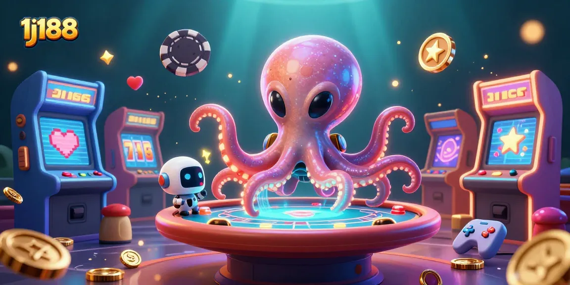 Engage with thrilling 1j188 casino games featuring an octopus and vibrant elements.