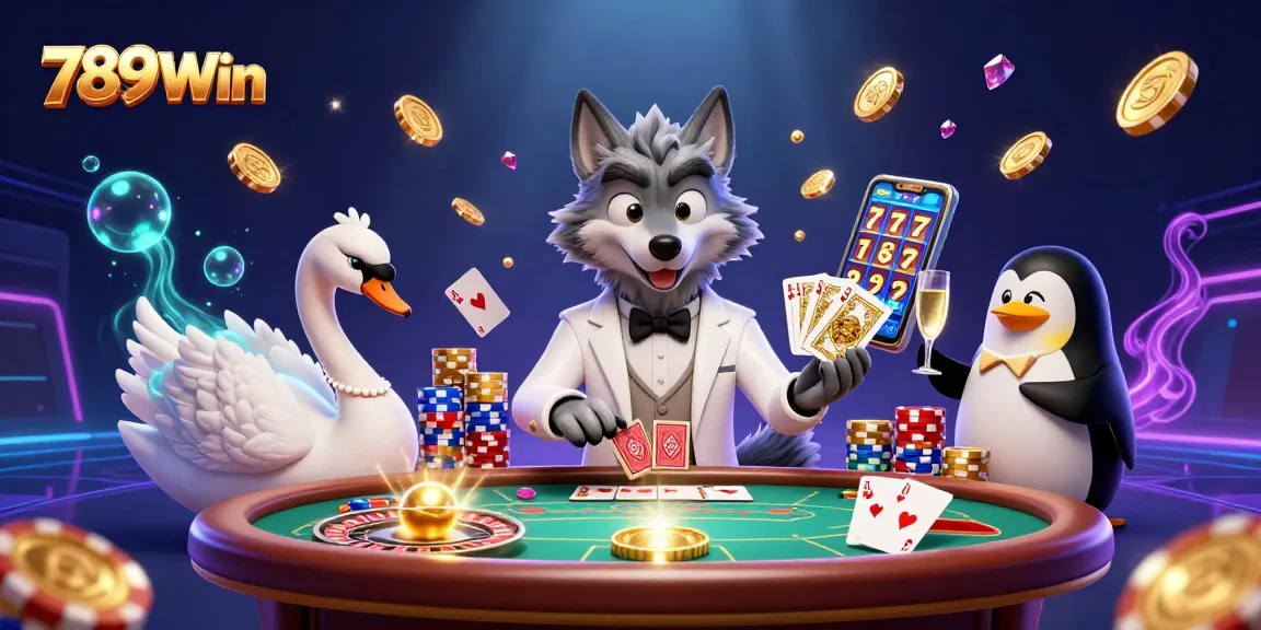 Experience the thrill of 789Win casino games with vibrant characters at a baccarat table, showcasing excitement.
