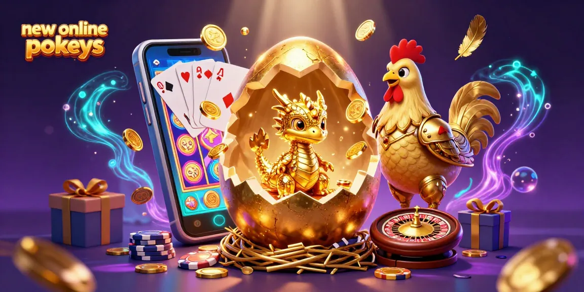 Engage in new online pokies with golden dragon, poker chips, and vibrant slot games.